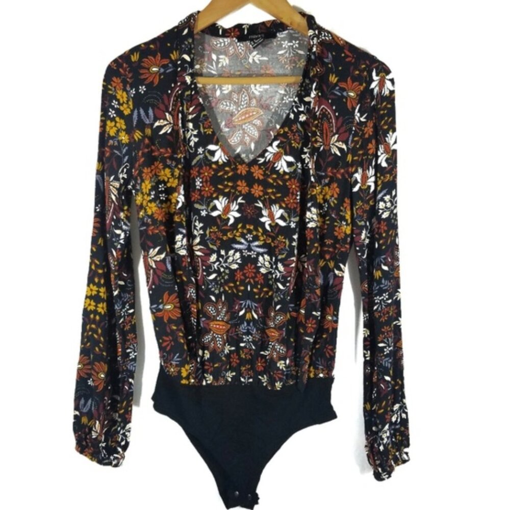 Forever 21 Long Sleeve Floral Body Suit - Large